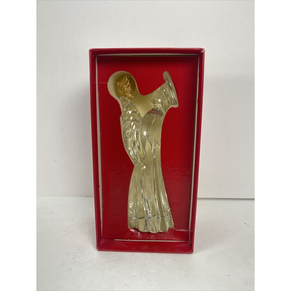 Gorham Lead Crystal Nativity Angel Holding Golden Dove Germany No Box Christmas